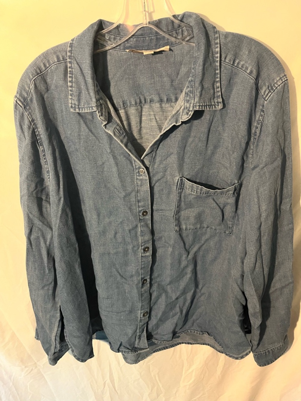 Loft XL Classic Light Blue Chambray Denim Button-Up Shirt